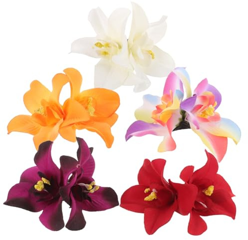 BIUDECO 5 pezzi Mollette per Capelli con Fiori Artificiali Fermagli Decorativi per Donne Accessori Estivi per Feste Hawaiane e Vacanze al Mare
