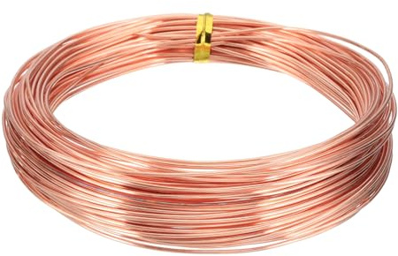 QUARKZMAN 99.9% Massiver Blanker Kupferdraht Weiches Reines Kupfer Basteldraht 52 Fuß 18 Gauge (1mm) Für Handwerk Schmuckherstellung Elektrokultur Gartenarbeit (16m)