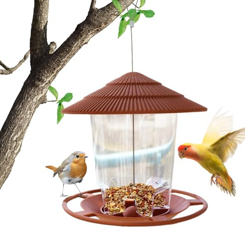 Distributore di mangime per colibri, a prova di scoiattolo, per pappagalli, ninfa, ramo d'albero, balcone, terrazza