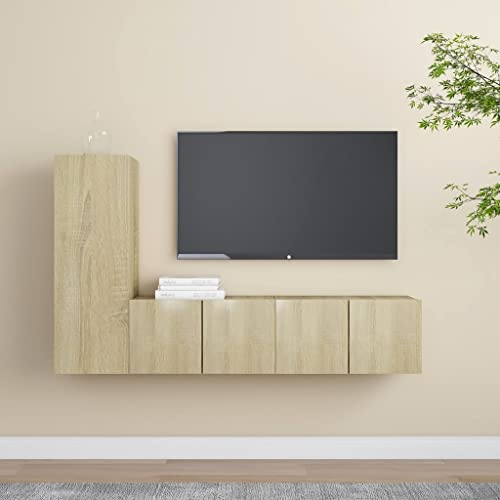 QZZCED Wohnzimmermöbel-Set, 3-teilig, Sonoma-Eiche, TV-Schrank, Wandschrank, mit großer Aufbewahrung, Hängemöbel für Wohnzimmer