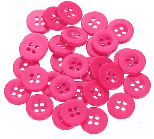 QUARKZMAN 30 Stück Knöpfe Rosarot Harz 11,5mm Kunststoff 4-Loch Runde | Knopf Bastelknöpfe Kinderknöpfe Buttons zum Nähen für DIY Scrapbooking Deko Bekleidung Mantel Hemden Blusen Hosen Jacke