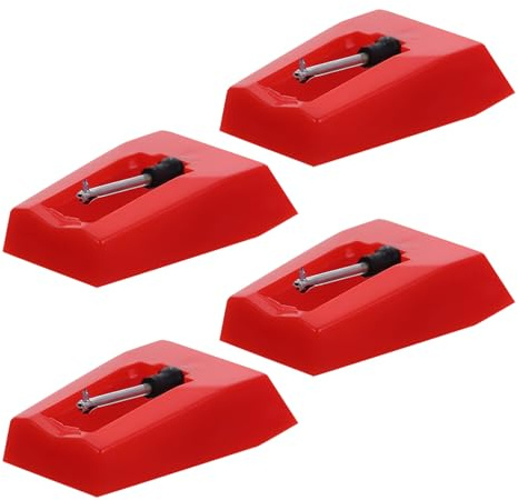 HOLIDYOYO Puntine per Giradischi 4 Pezzi in Alluminio Stilo Rosso per Grammofono, Puntina di Ricambio per Giradischi Vinile, Accessori Audio per Suono Preciso e Installazione senza Attrezzi