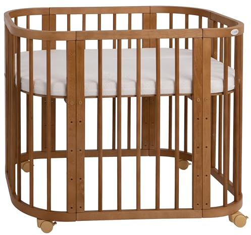 waldin Cuna Bebé 5 en 1, Cuna Colecho de Madera, Colchón, Vintage