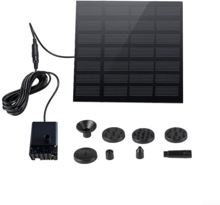 Solar-Springbrunnenpumpen-Set mit separatem Solarpanel, sechs Brunnendüsen-Optionen, leistungsstarkes integriertes Filtersystem für den Außenbereich, Garten, Terrasse, Teiche, Installation, schwarz
