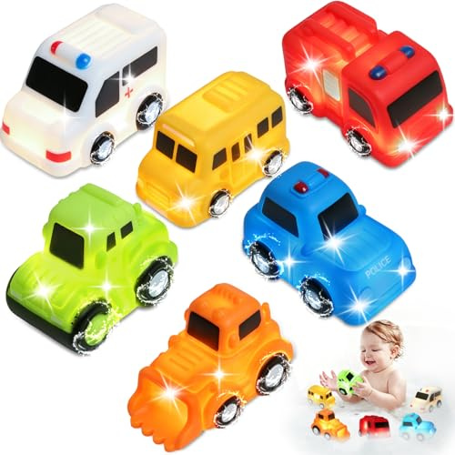 BelleStyle Juguetes de Baño Bebé Coche Luminosos, Auto LED de Juguete Bañera Infantil para Baño y Piscina, Fotantes Juguetes de Agua Juego de Ducha sin Agujero Regalo para Niños Niñas 1 2 3 4 Años