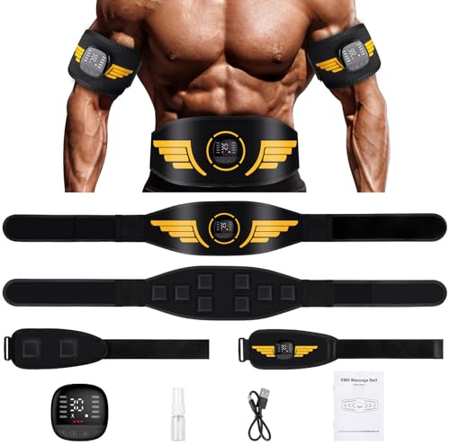 EMS Bauchmuskeltrainer mit 10 Modi & 30 Intensitäten, USB Wiederaufladbar | Elektrische EMS Muskelstimulation, tragbar & einfach anzuwenden, für Bauch, Arme & Beine, für tägliches Heimfitness-Training