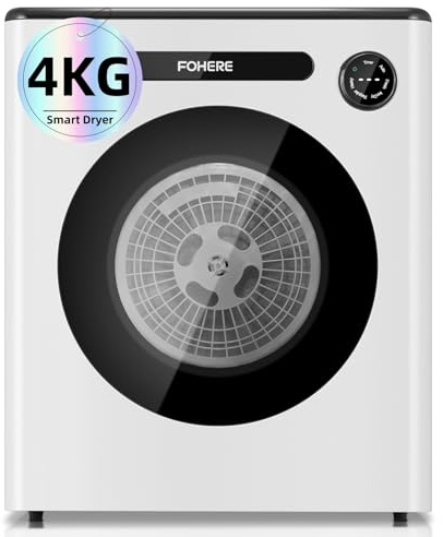 4KG Vented Tumble Dryer, 1200W Compact Freestanding Front Tumble Dryer, 6 Drying Modes, Smart Drying, Digital Control with Hygrometer Sensor, Customisable Timer, for Apartment, Home, Dorm, RVs, White