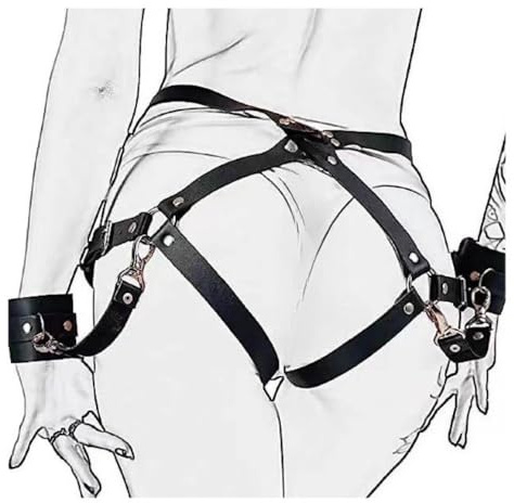 Dooisuue Cintura con reggicalze e catene – cintura in pelle punk regolabile, adatta alle donne