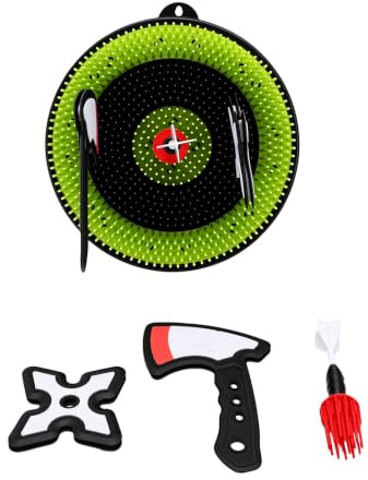 Naroote Jeu de Lancer de Hache, Ensemble Portable Amusant pour Les Activités Intérieures et Extérieures dans Le Jardin avec Fléchettes et Accessoires