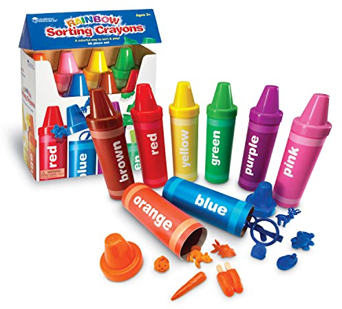 Learning Resources Sortierstifte in Regenbogenfarben, Ab 3 Jahren, Mathematik-Spielset zum Farbenlernen, Sortieren und Muster bilden, 48 Teile mit Aufbewahrungsschachtel