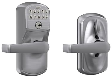 SCHLAGE Brushed Chrome FE595CS V PLY 626 ELA Plymouth Light Commercial Electronic Keypad Lock with Elan Lever(Satin Chrome)
