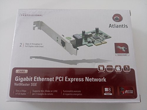 Atlantis NetMaster SGE Scheda di Rete Gigabit 10/100/1000 MBps PCI-Express, Chipset Realtek 8168-B