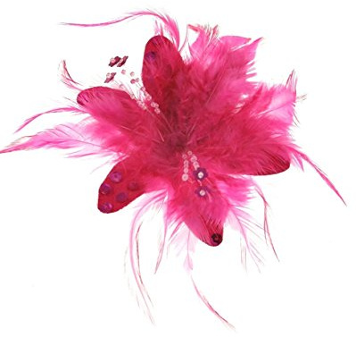 Zac's Alter Ego Fur, Feathers & Sequins Fascinator/Flower on Clip & Brooch Pin