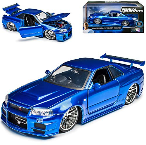 Nisan Skyline GT-R R34 Blau Brian´s Paul Walker The Fast and The Furious 1/24 Jada Modell Auto