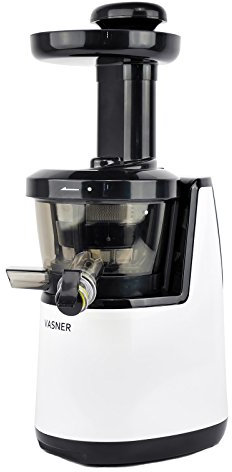 VASNER Slow Juicer Entsafter weiß Saftpresse elektrisch 60 U/min 150 Watt Kaltpresse für Obst + Gemüse Saftbehälter inkl. Reinigungsbürste Tropfschutz