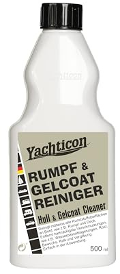 YACHTICON Rumpf- & Gelcoat-Reiniger – kraftvoller Gelcoat- und GFK-Reiniger für Bootsrumpf & Deck, entfernt Rost, Bewuchs, Kalk & Vergilbungen, schnelles Tiefenreinigungsverfahren