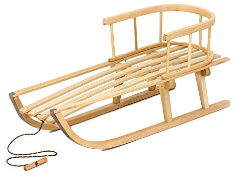 Kinder Holz Schlitten Rückenlehne Holzschlitten Kinderschlitten 90 cm Kinderspielzeug