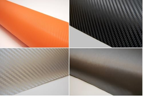 Carbonfolie Carbon Folie (= 49,71 Euro/m2) Auto Bike Laptop Handy * Blasenfrei schwarz weiß orange grün rot silber (50 x 35 cm, schwarz)