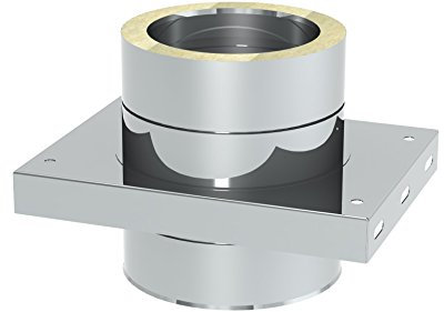 Schornstein - Grundplatte DW doppelwandig für Zwischenstütze; Innen/Außen je 0,5 mm Wandstärke; Ø 150mm Innendurchmesser, Edelstahl