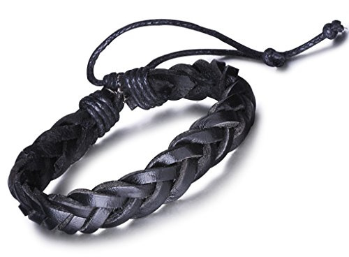Infinite U Casual Simple Womens Mens Leather Braided Bracelet Woven Wrap Surfer Cuff Bangle Rope Wristband, 17-27cm Adjustable