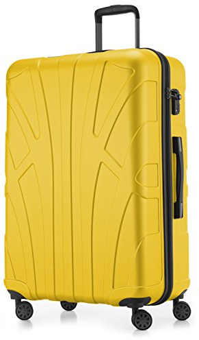 Suitline Stor resväska 76 x 53 x 31 cm ABS hård skal expanderbar (96-110 L) med TSA lås 4 dubbla hjul teleskophandtag trolley, gul