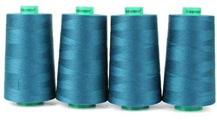 Ackermann Nähgarn Petrol (8045), 4x 5.000 m Konen (20.000 m) – Universal-Garn 100% Polyester, Stärke 120, OEKO-TEX, für Overlock- und Nähmaschinen