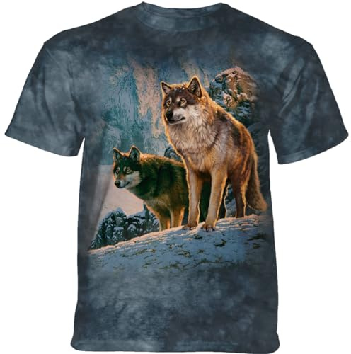 The Mountain Unisex-Erwachsene Wolf Couple Sunset T-Shirt, blau, XX-Large
