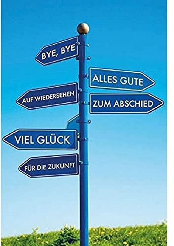 bsb Abschiedskarte - 11,5 x 17,0 cm - schöne Karte zum Abschied Kollegin & Kollege mit Schilder-Motiv - liebevolle Karte zum Ruhestand - Abschiedsgeschenk Kollegen Rente & Jobwechsel