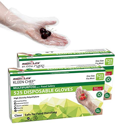 KLEEN CHEF Disposable Food Handling Long Cuff Poly Gloves - One Size 525 Per Box 2