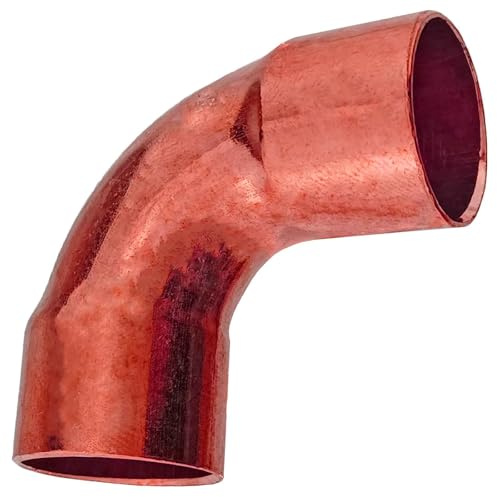 MegaHaustechnik Bogen 90 Grad 15x15 Lötfitting aus Kupfer für Rohr-Außendurchmesser 15mm zum Löten, Trinkwasser geeignet, Nr.5002a