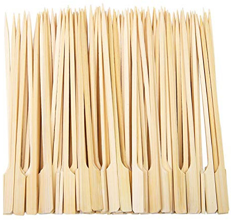 ANECO 100 Pieces Bamboo Paddle Skewers Barbecue Bamboo Skewers Cocktail Sticks for Barbeque, Kebabs, Burgers, Cocktails, Buffets Party