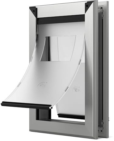 MAVRICFLEX Robuste Hundetür in XL, energieeffizienter robuster Aluminiumrahmen, XL-Hundetür mit doppeltem Schiebeverschluss, magnetische Doppelklappen, Hundetür für große Hunde, bis zu 100 kg