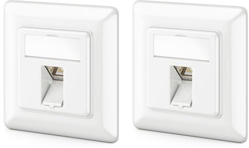 deleyCON Set di 2 Prese di Rete CAT6a - Keystone Sottointonaco RJ45 STP Schermato - Modulo con Involucro di Metallo per Riquadro Dati e Cavi di Rete