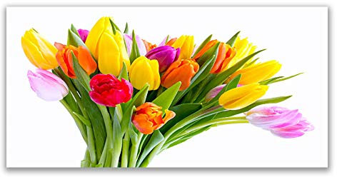 Tulup Acrylic Glass Print 140x70cm Wall Art - Wall Picture Plastic Acrylic Glass - Tulips Floral