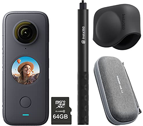 Insta360 ONE X2 360 Degree Action Camera PRO Kit includes 64GB Micro SDHC Card + Case + Invisible Selfie Stick + Lens Cap