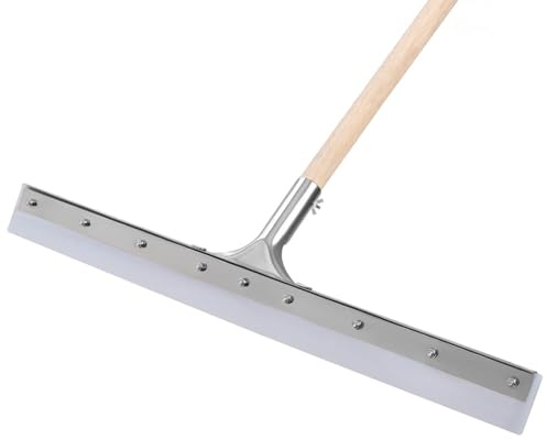 KOTARBAU® Escoba de Goma para Suelo - Escoba de Silicona - 60 cm - con Palo de Madera - Goma para Suelos - Acero Resistente - para Exteriores E Interiores