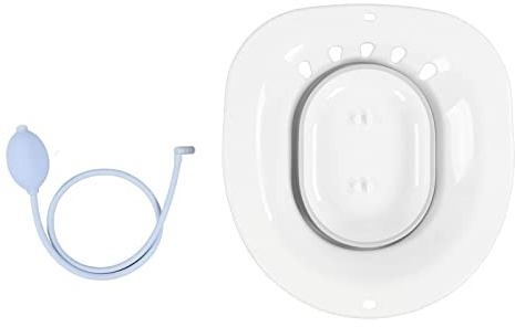 Baño de Asiento Plegable, Baño de Inodoro, Baño de Asiento en Cuclillas a Prueba de Derrames, Baño de Asiento con Masaje de Agua con Enjuague para Posparto(Gris)