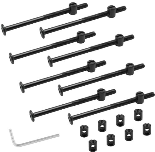 Biaungdo M6 x 100mm Bunk Bed Bolts, Hex Drive Socket Furniture Barrel Screws Bolt Nuts Furniture Crib Baby Bed Bolt with Wrench(Black, 12 Pcs)