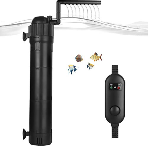 ITIY 5-in-1-Aquarium-U-V-Filter, 800L/H 8W interne Aquarienfilterpumpe mit Timer, um 180 ° Einstellbarer Tauchfilter für kleine Aquarien, Tropische Aquarien, Schildkrötenbecken