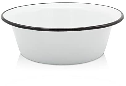 KRÜGER Emaille-Schüssel Weiß - schnitt- & kratzfeste Oberfläche - spülmaschinengeeignet - ideal für Salate & Naschereien. (Weiß, 28 cm)