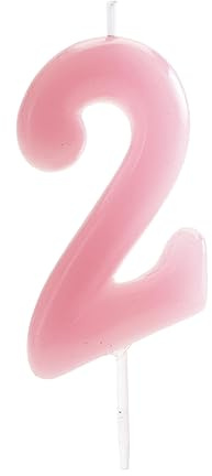 dekora - Birthday Candle Number 2 Light Pink 5.5 cm for Cakes