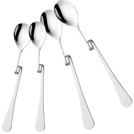 Angoily 4 Piezas Cuchara De Leche Cucharas De Yogur Cucharas De Budín Cuchara Curva Cuchara Con Mango Curvo Cuchara Colgante Cucharas De Postre Café Acero Inoxidable Cuchara De Yogur