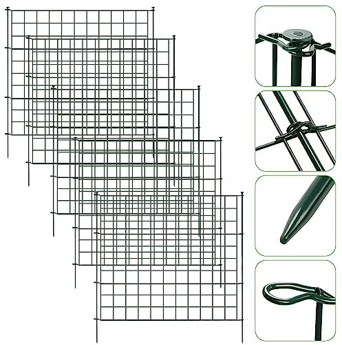 Lospitch Clôture d'Étang en Métal - 33 Pièces - 15 Éléments de Clôture et 18 Barres de Fixation - Pour Jardin