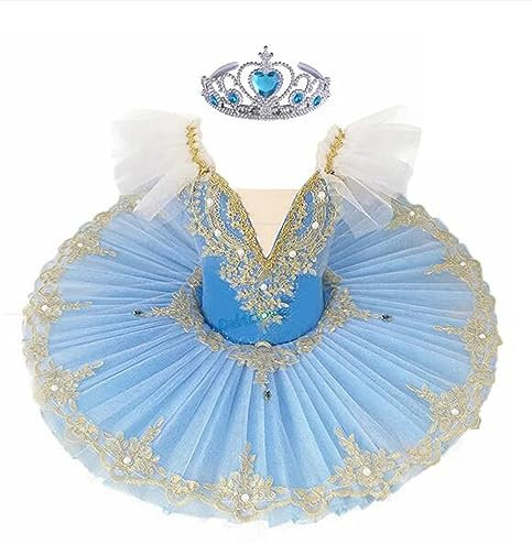 EFLALYHG Ballett-Tutu für Mädchen, Bestickt mit Pailletten, Netz-Tutu-Kleid, Schwanensee, Ballerina, Performance, Tanzbekleidung, Party, Wettbewerb, Kostüm,A3,100