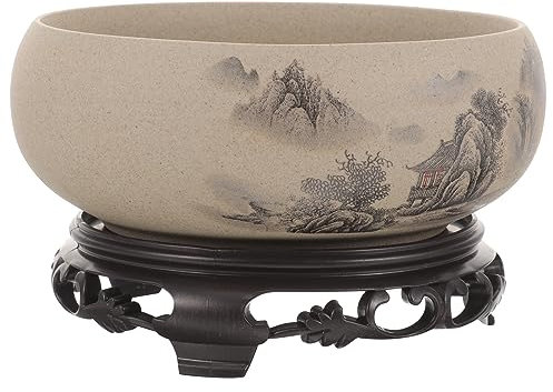DOITOOL Keramik Bonsai Topf Mit Kunststoffbasis Dekorative Pflanzschale Für Wohnzimmer Und Garten Geeignet Für Hydrokultur Und Kleine Gegenstände