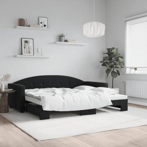 Festnight Ausziehbett Tagesbett Ausziehbar 90x200 cm Sofabett Funktionsbett Ausziehsofa Bettsofa Polsterbett Bettkasten Gästebett Schlafsofa Bett Sofa mit Schlaffunktion Bettgestell Samt