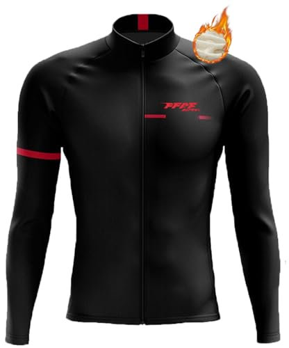 FFFF & OLFEH Herren Radtrikot, Fahrradtrikot Langarm Fahrrad Shirt Fahrradbekleidung Radshirt für Männer,Thermo Funktions Radtrikot Warm Fleece Full Zip (F1,5XL)