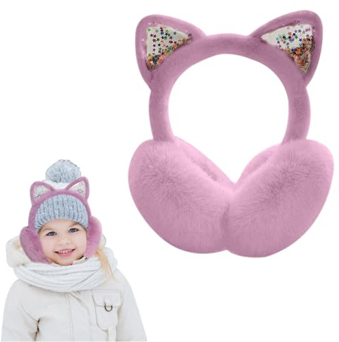 Ohrenwärmer Mädchen, Winter Ohrenschützer Verstellbare Ohrenwärmer Kinder Verdickte Plüsch Bequemer Ohrenschützer für Mädchen und Jungen Warme Ohrenschutz für Kinder im Alter von 5–15 Jahren, Lila