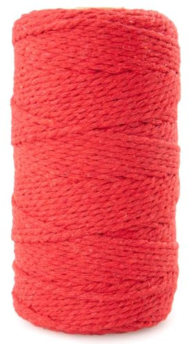 Craft County Cordel decorativo de algodón para envolver regalos, color rojo (tubo de 100 m)