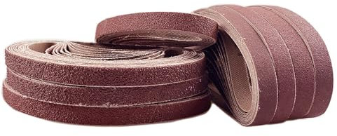 Sanding Belts 10 x 330 mm, 8 Different Grits, 10 x 40/60/80/120/180/240/320/400, Sanding Belt Set, for Compressed Air Belt Sander, Polishing Metal, Wood, Finger Sander (Pack of 80)